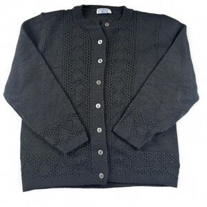 Women’s Black Vintage 70s Knit Cardigan Sweater Size Small Grandmacore